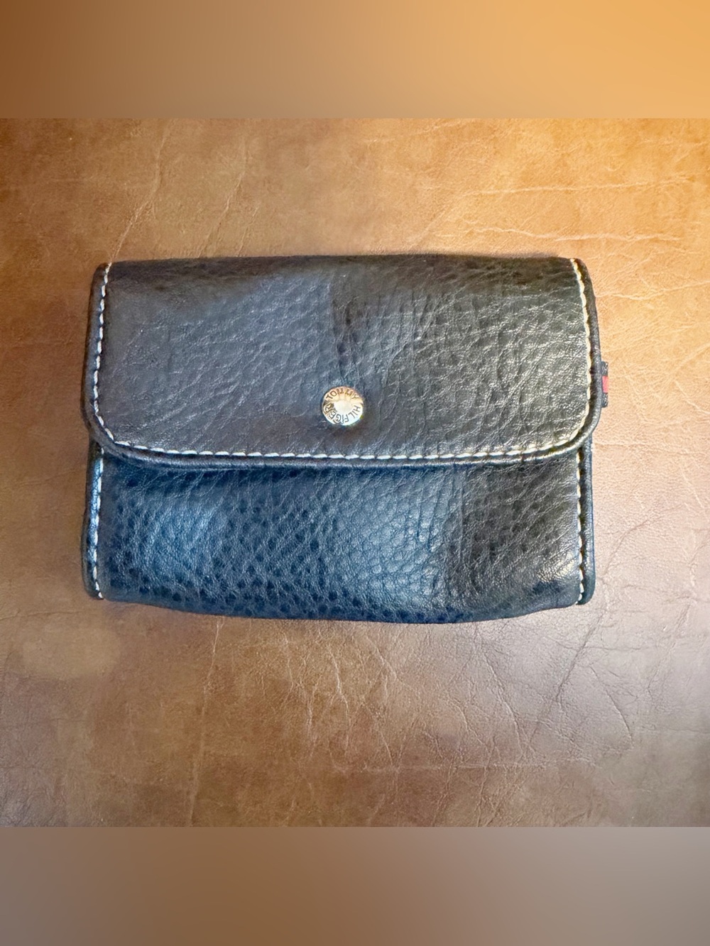 Tommy Hilfiger Pebbled Black Coin Case Pouch